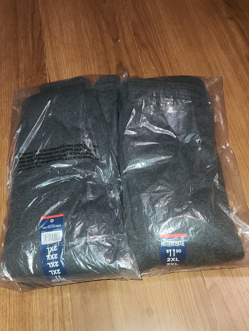NWT 2 Pair Mission Ridge Mens Pull-On Sweatpants Drawstring  Dark Gray